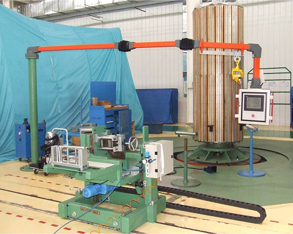 Vertical winding machine installed in the pit